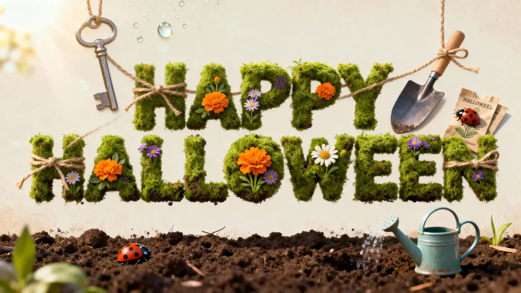 Moss 'HAPPY HALLOWEEN' sculpted letters
