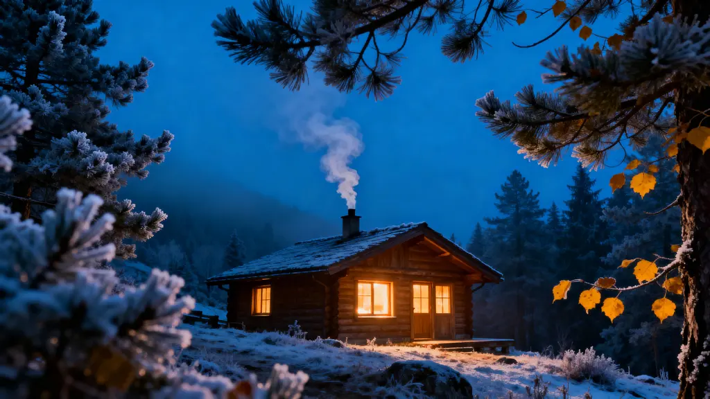 Mountain Cabin at Dusk Landscape Photo
