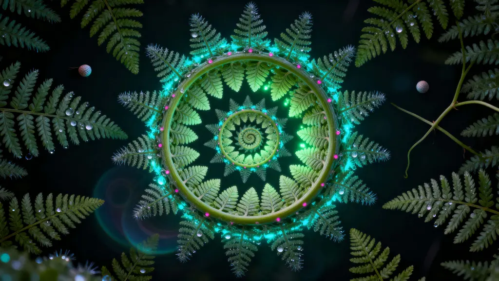 Nautilus Fern Bioluminescent Mandala