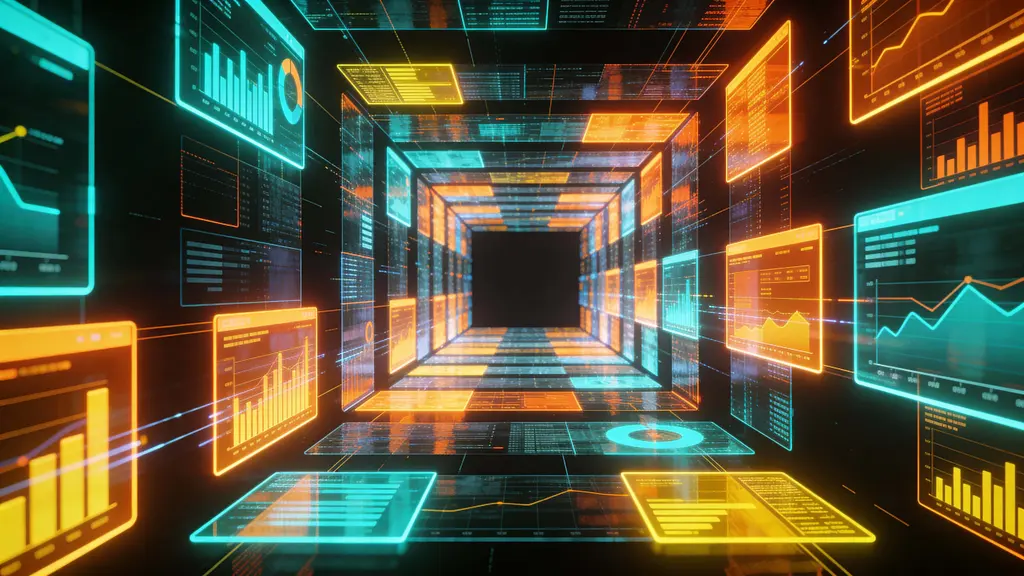 Neon Data Tunnel, cinematic glow