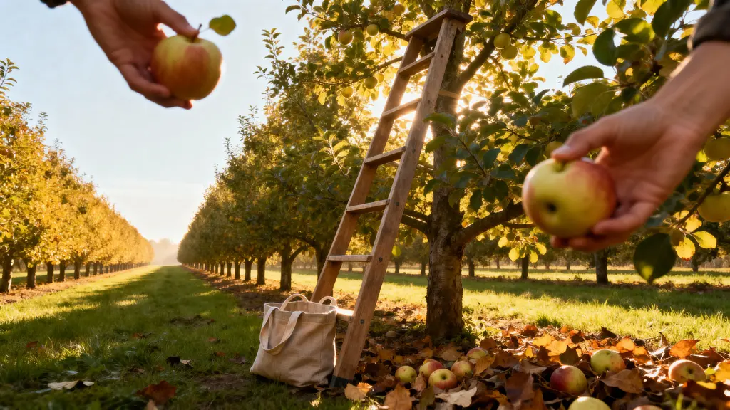 Orchard Row at Golden Hour Harvest