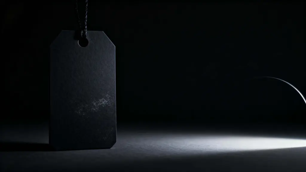 Oversized matte-black price tag study