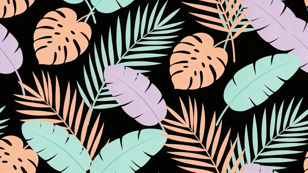 Palm and Banana Leaf Repeat Pattern