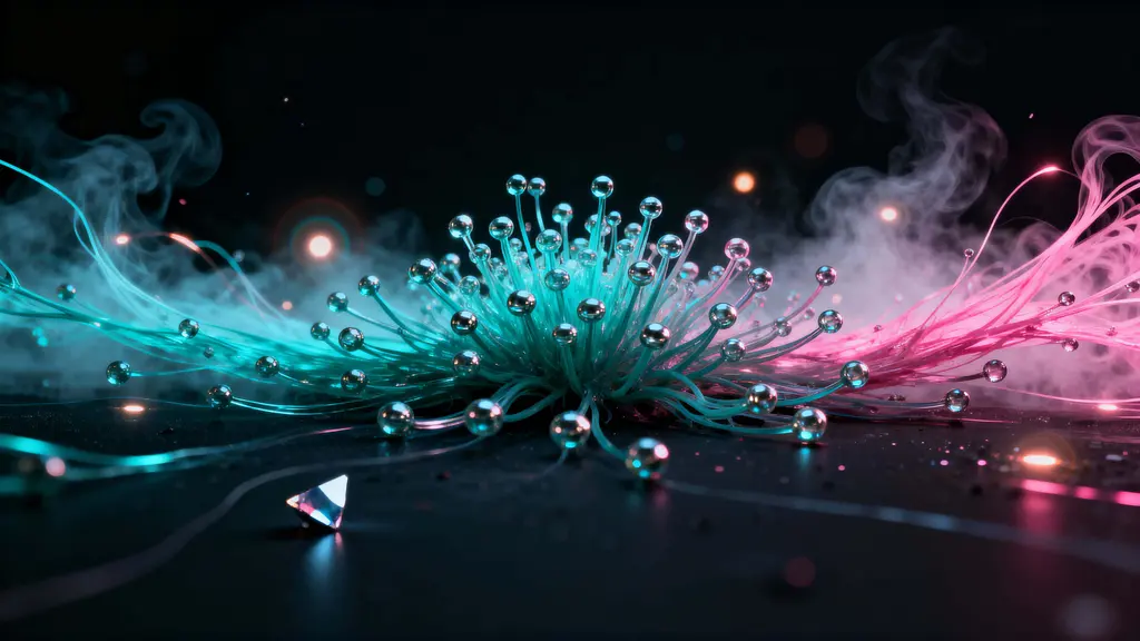 Particle Bloom with Cyan-Pink Tendrils