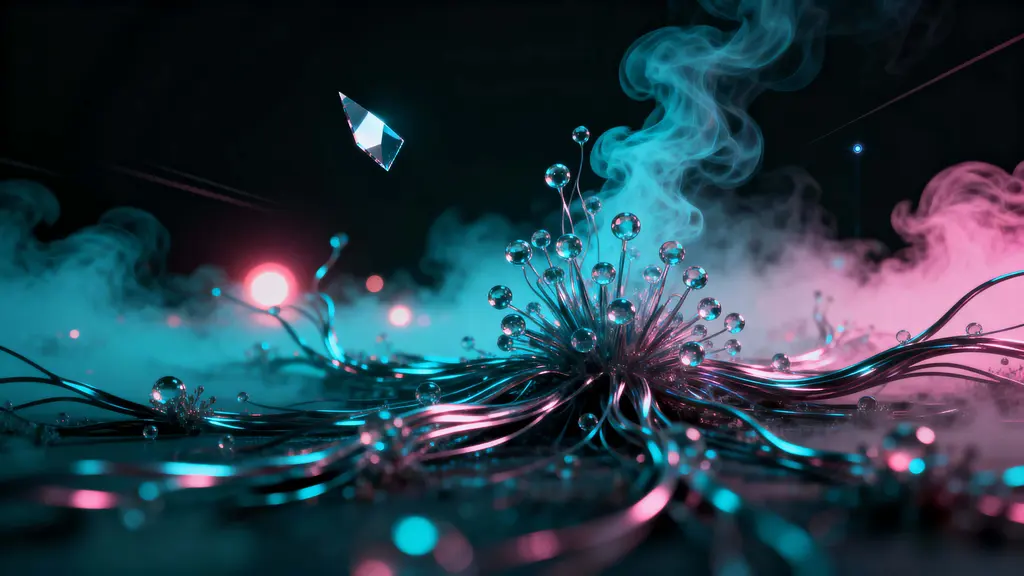 Particle Bloom with Cyan-Pink Tendrils