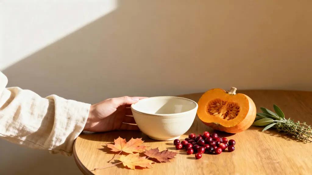 Pumpkin and Cranberries Morning Table Close-Up