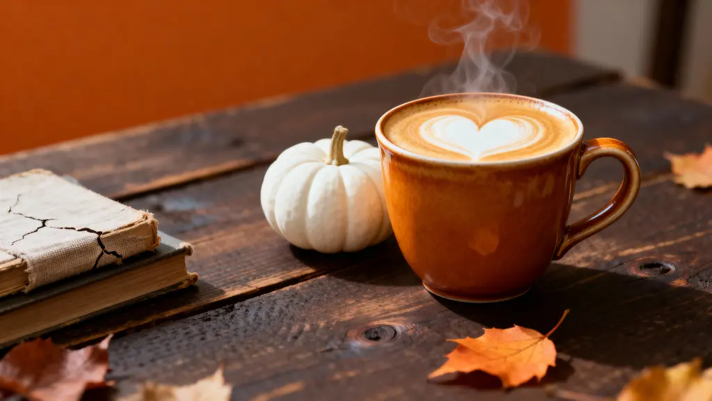 Pumpkin Spice Latte on Wooden Table