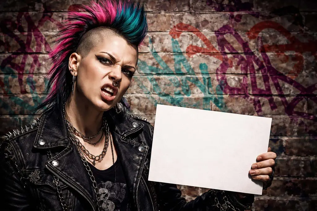 Punk Rocker Portrait with Placard