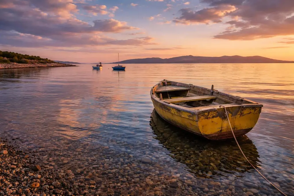 rowboat at sunset landscape-photography