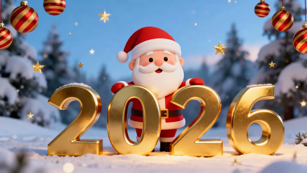 Santa behind golden 2026 numbers