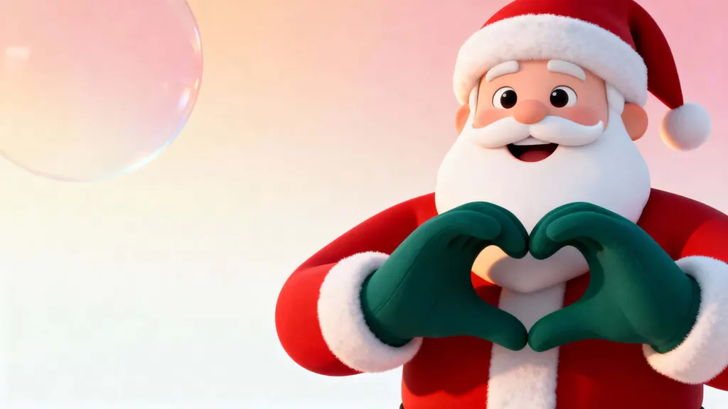Santa making heart hand gesture portrait