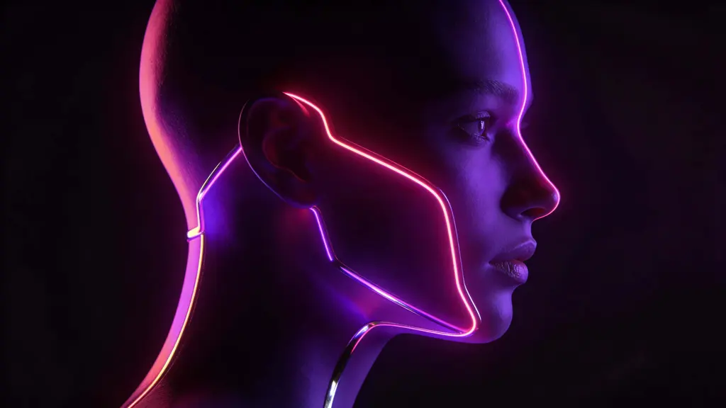 Sculpted face in midnight purple