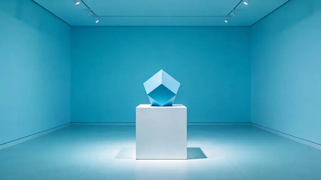 Sculpture museum minimalist cyan room