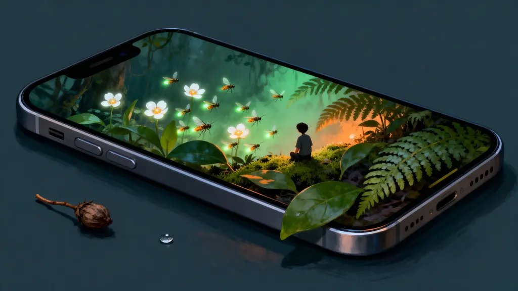 Smartphone notch tiny jungle window scene