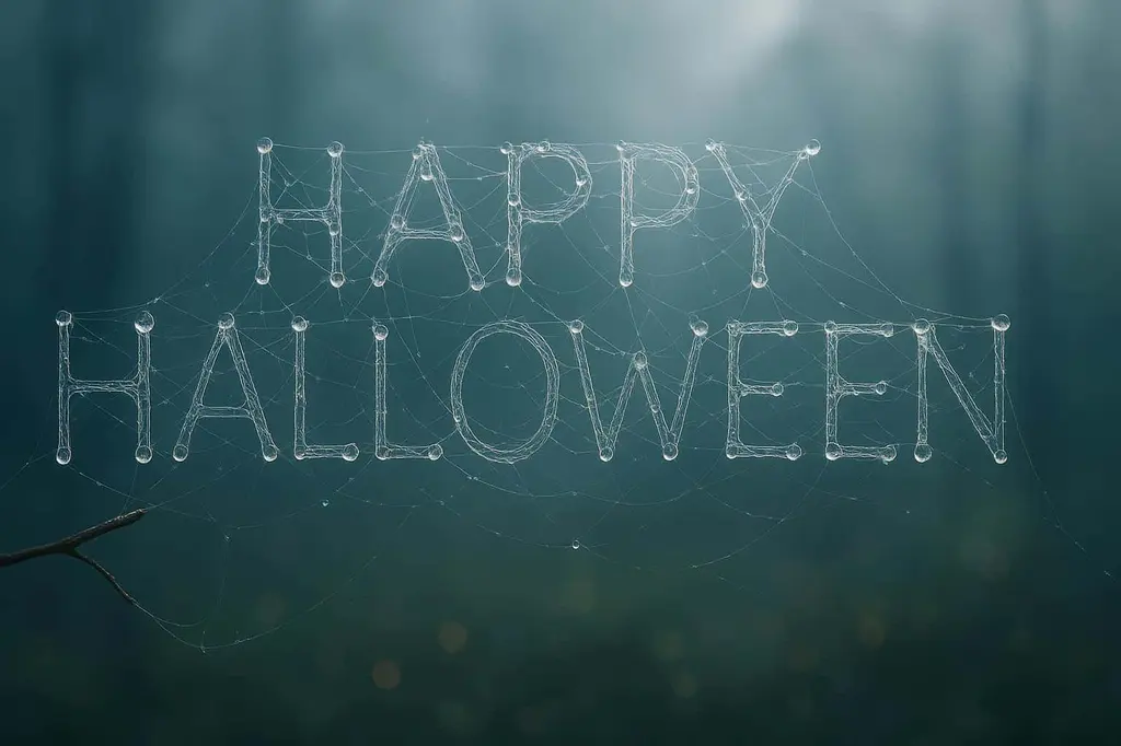 Spider-silk Halloween greeting card lettering