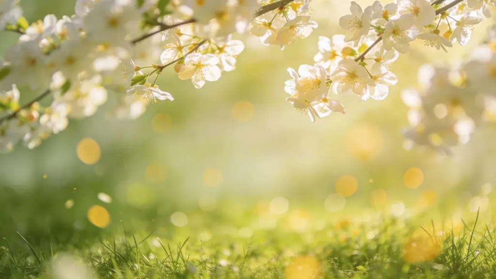 Spring floral background with blooming branches