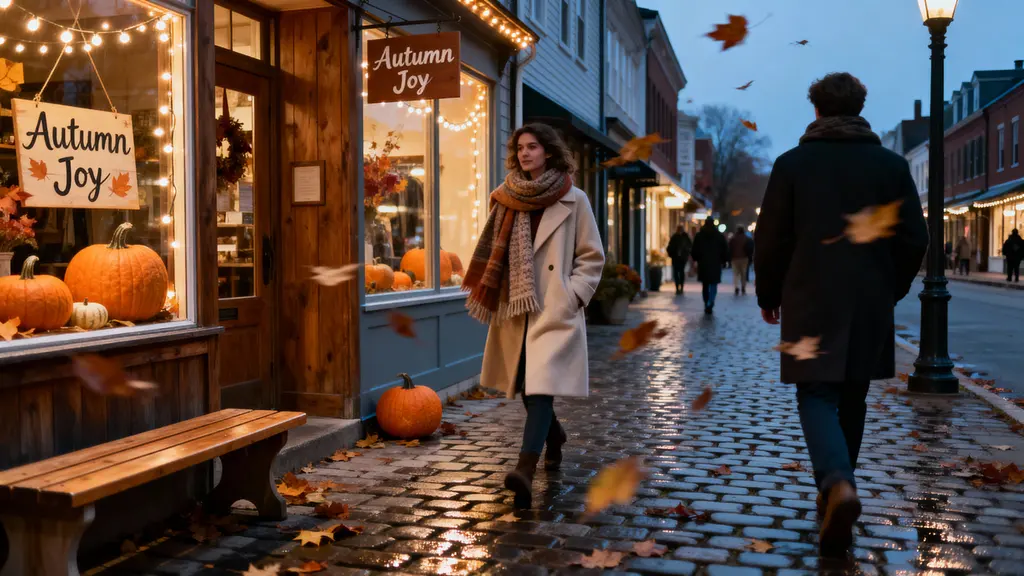 Street shops decorated for fall