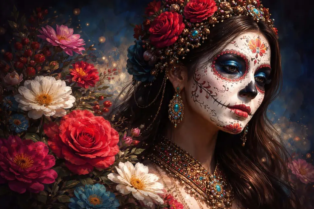 sugar-skull portrait digital painting