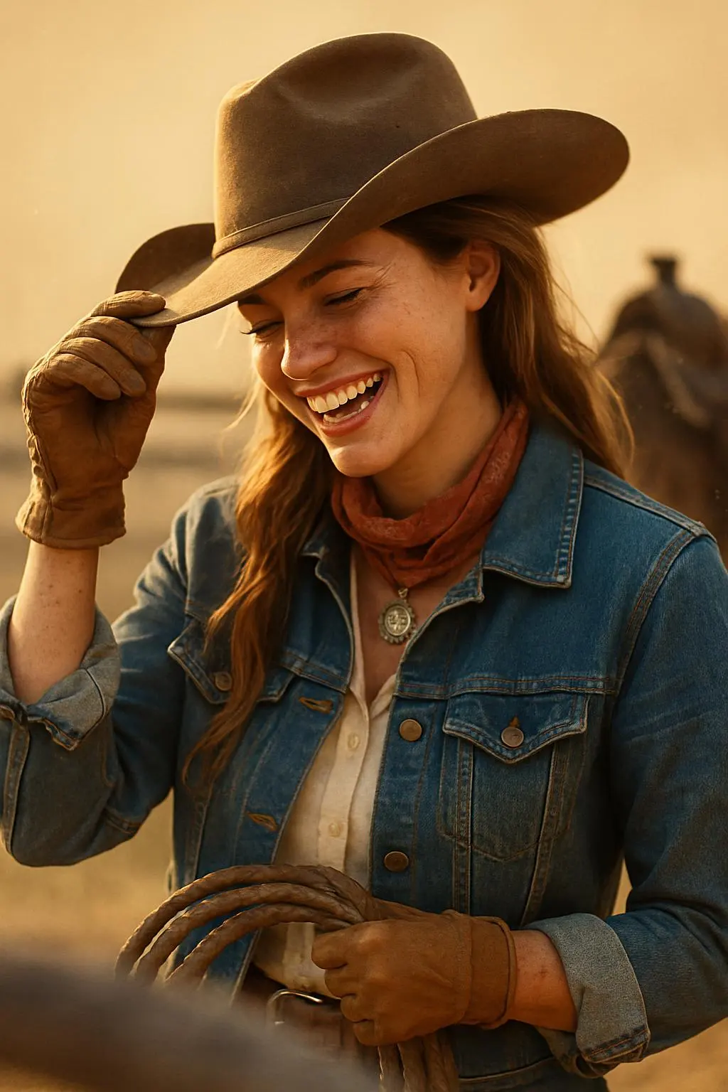 Sunlit Smile of a Cowgirl