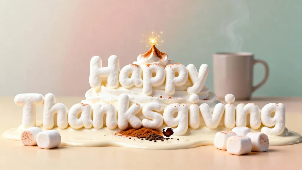 Whipped cream Happy Thanksgiving sculpture