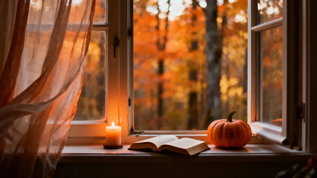 Window sill autumn interior warm stillness
