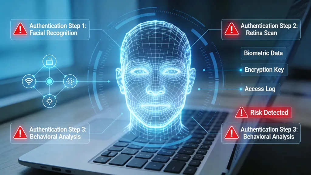 Wireframe Head Biometric Scan Illustration
