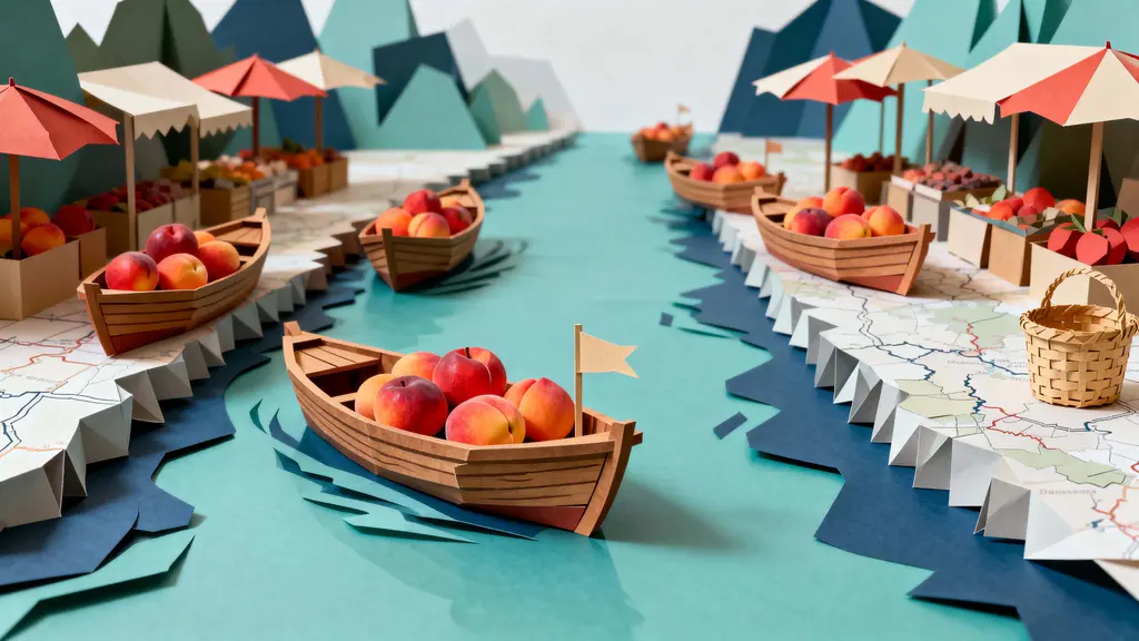 Wooden boats on paper canal