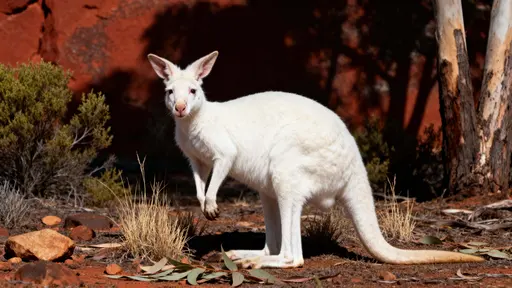 Albino kangaroo in outback portrait