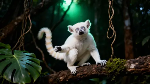 Albino Ring-tailed Lemur Wildlife Portrait