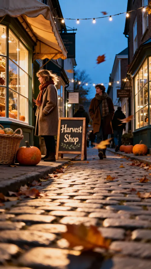 autumn storefront street scene