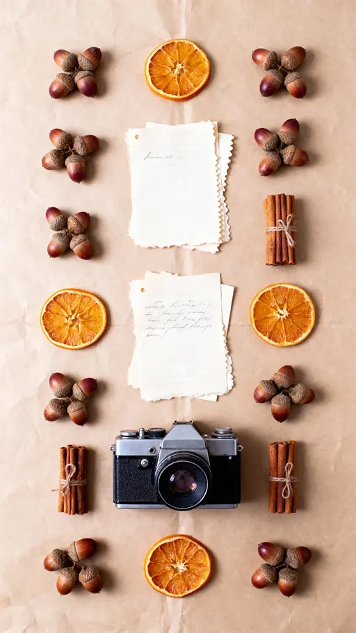 Autumn-treasures flat-lay still life arrangement