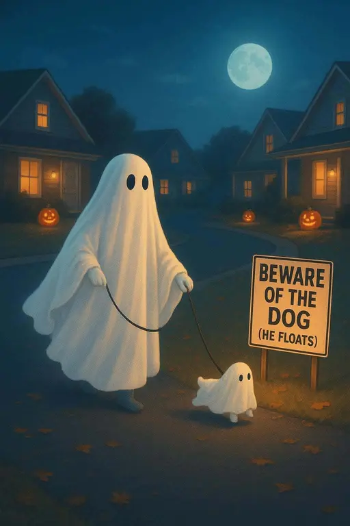 Bedsheet Ghost Walking Tiny Ghost Dog