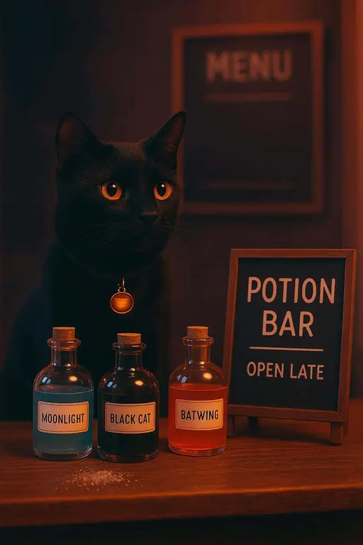 Black Cat Potion Counter Photo