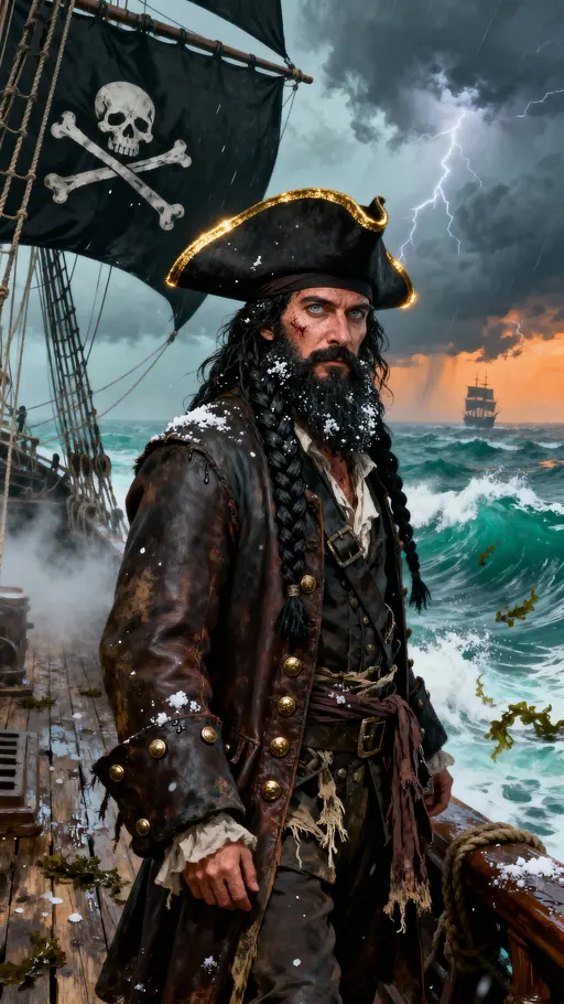 Blackbeard at Sea — Hyper-Realistic Portrait