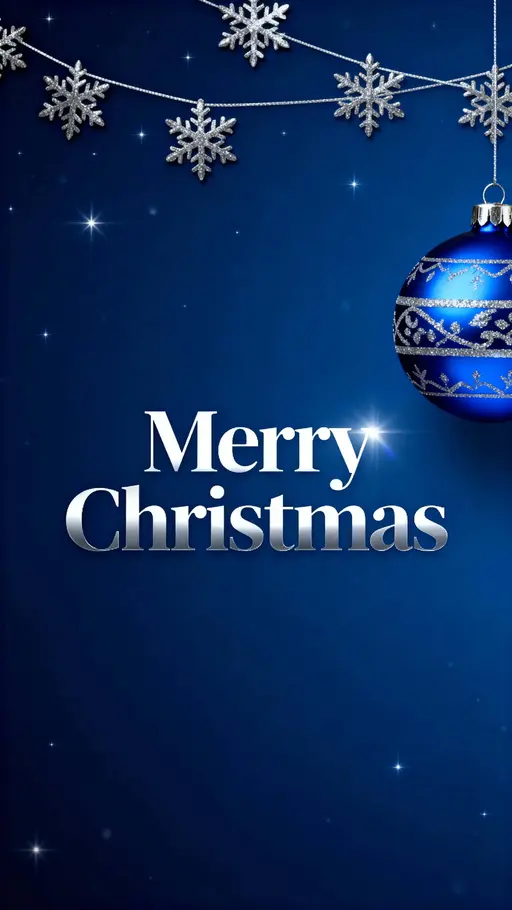 Blue ornament Christmas greeting poster