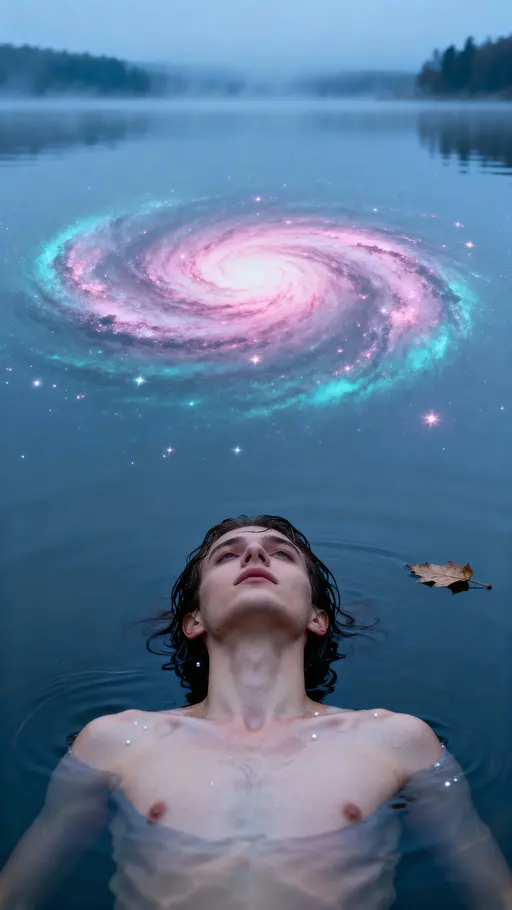 Body Floating Beneath Still Lake Surface