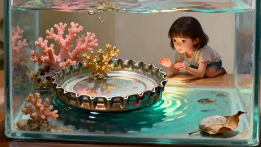 Bottle-cap Aquarium and Tiny Girl