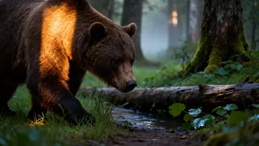 Brown Bear in Sunlit Forest