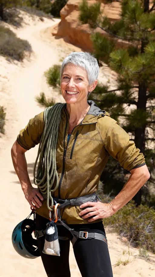 Carolyn climbing coach at Flagstaff trailhead