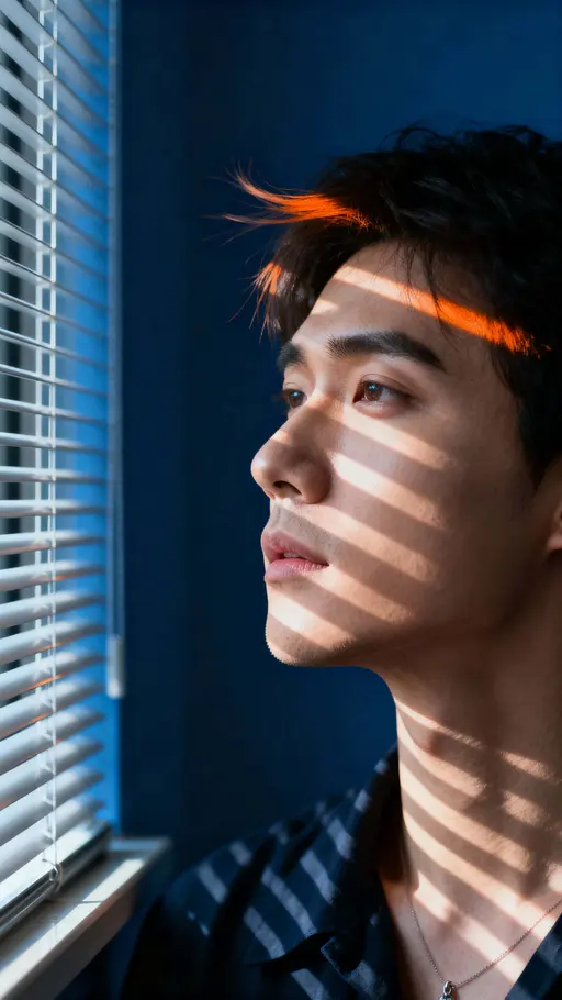 Character with blinds light stripes