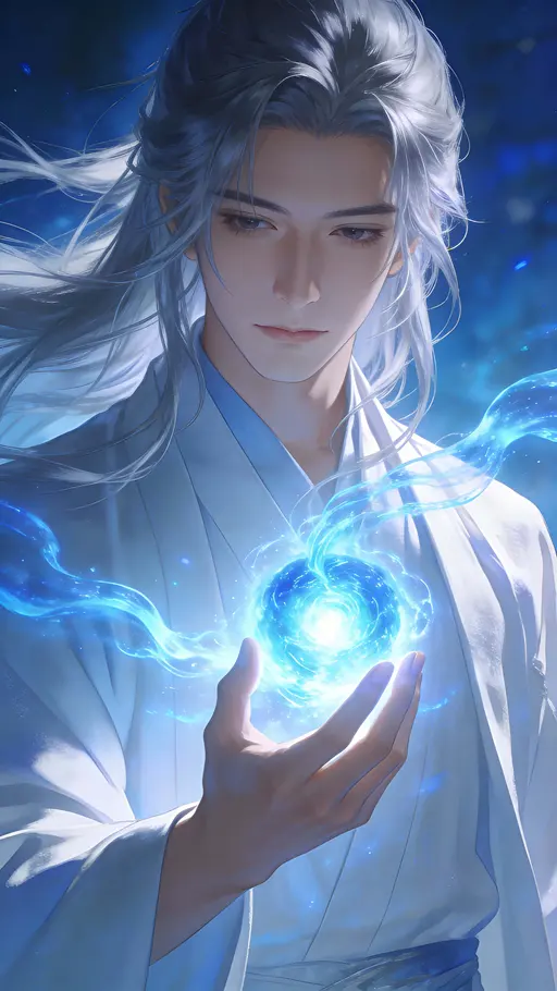 Character with glowing energy core portrait