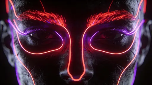 Charcoal Face with Luminous Contours