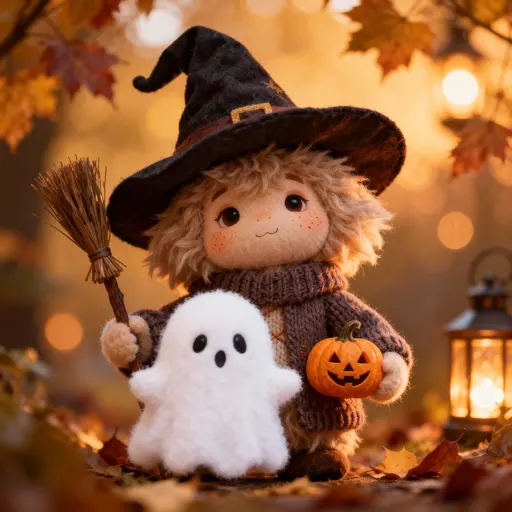 Charming doll with fluffy ghost