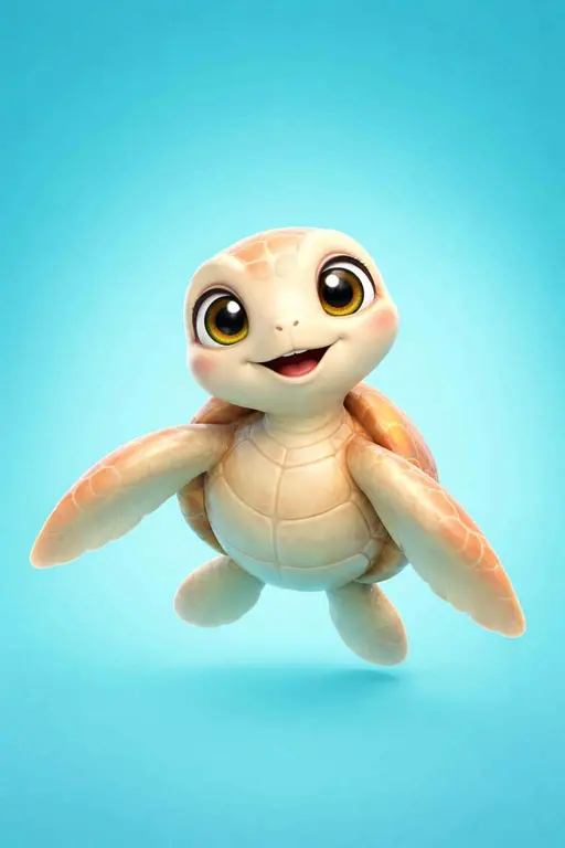 Cheerful Stylized Sea Turtle 3D Character