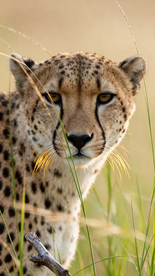 Cheetah Head in Tall Savanna Grass