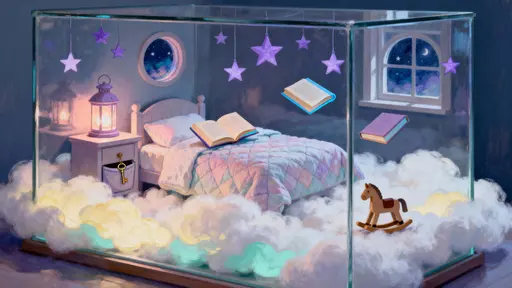 Child's bedroom atop glass-cloud display