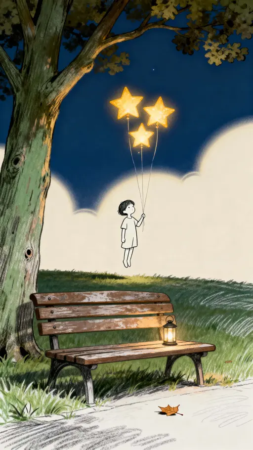 Child with glowing star balloons