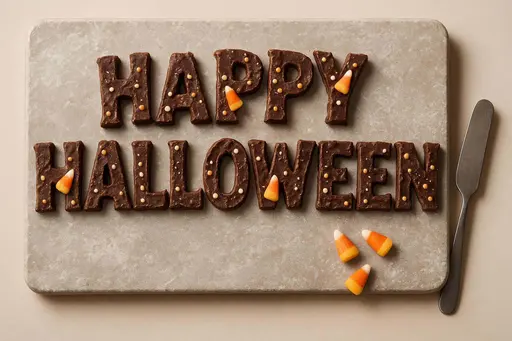 Chocolate HAPPY HALLOWEEN bark letters
