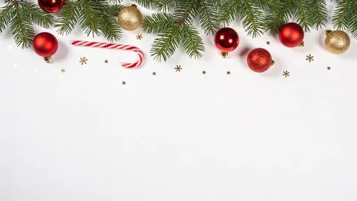 Christmas flat-lay border on white