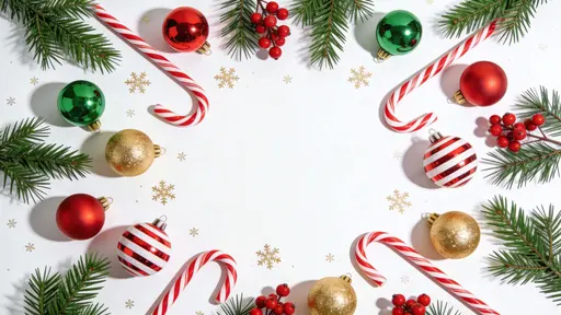 Christmas flat lay border with decorations